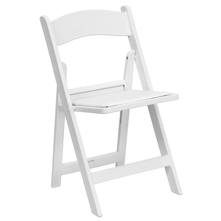 GLOBAL INDUSTRIAL Folding Chair W/White Vinyl Padded Seat, White, Resin Frame B1105817